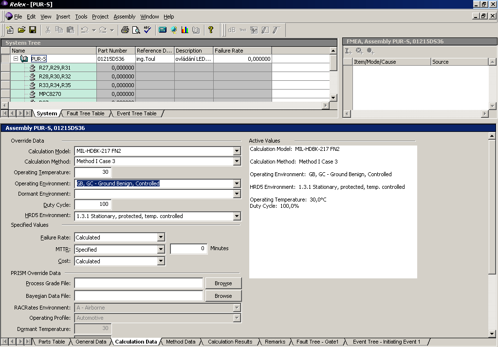 Zadávání systému v programu Relex je jednoduché. Program využívá ovládání a grafickou strukturu odpovídající standardu MS Windows.