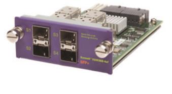 Volitelné moduly pro Summit X460 Přepínače řady Summit X460 mají dva sloty, Slot A a Slot B, aby podporovaly volitelné moduly pro 10 Gigabit Ethernetové připojení nebo stohovací moduly.