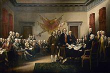 USA VYHLÁŠENÍ DEKLARACE NEZÁVISLOSTI V roce 1776 byla vyhlášena Deklarace nezávislosti amerických kolonií na Velké