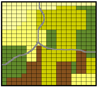 Plocha mapy je rozdělena do pravidelných geometrických obrazců (čtverce, trojúhelníky apod.