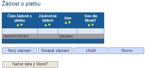 Fnd mikrprjektů v Eurreginu Glacensis Příručka pr Knečné uživatele V levé nabídce je část Datvá blast žádsti, která má celkem čtyři zálžky: Žádst