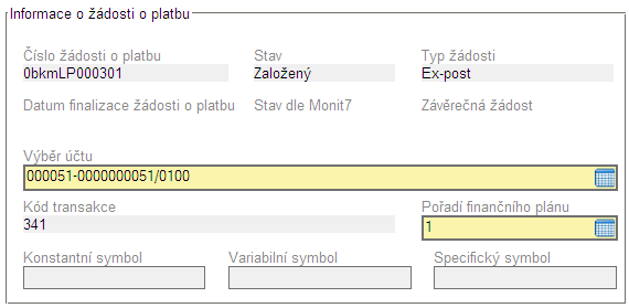 Fnd mikrprjektů v Eurreginu Glacensis Příručka pr Knečné uživatele Načtením dat ze systému Mnit7 se vyplnila spusta plí a není již třeba je vyplňvat. Ple, která jsu pvinná, mají žlutý pdklad.