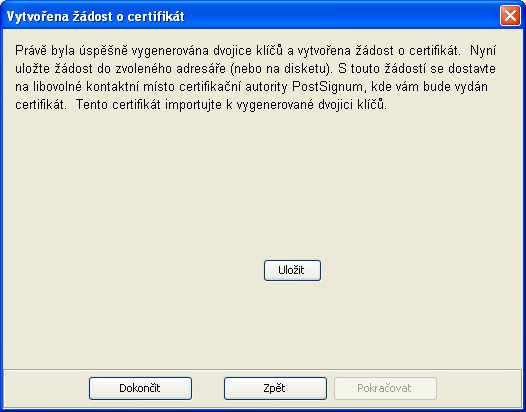 Obrazovka je odlišná na základě výběru z předchozí obrazovky. Povinně musíte vyplnit pouze pole označená hvězdičkou. Po stisknutí tlačítka Pokračovat již bude zahájeno generování klíčů.