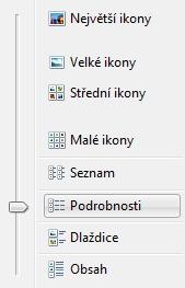 Znaménka + (plus) a - (mínus) v zobrazení seznamu složek slouží k rozbalování či zabalování obsahu vybraného disku nebo složky (pro lepší přehlednost si necháváme rozbaleno jen to, co právě