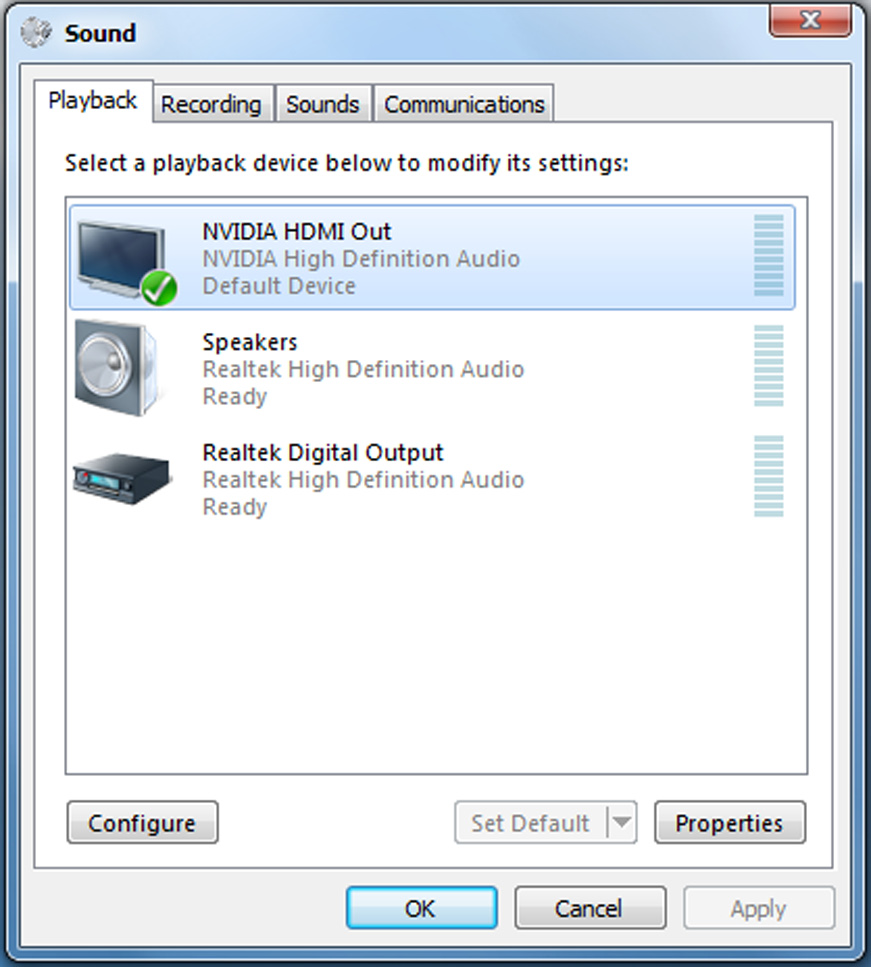 Nastavení zvukového výstupu HDMI zařízením Používáte-li jako zařízení pro výstup zvuku televizor s portem HDMI, připojte jej k Eee Box PC a při konfiguraci nastavení zvuku postupujte podle