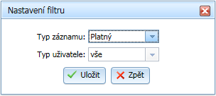 Výběr role se provede - nastavení role 4.8.9 Filtr Po stisknutí tlačítka je zobrazeno následující okno: - vyhledání uživatele podle filtru 4.