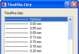 objeví dialogové okno ve kterém klikneme levým tlačítkem na výběr např. barvy, typu a tloušťky čar, např.