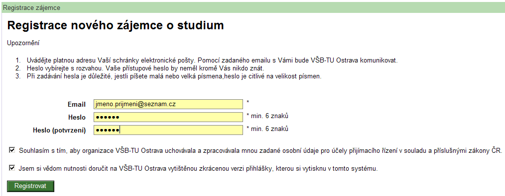 1.5. Změna hesla Elektronická Uchazeč Změna hesla V případě že zájemce zapomene své heslo, může si jej prostřednictvím následující obrazovky změnit.