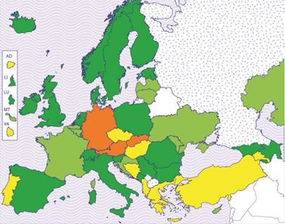 Obrázek 2.1: Stav kreditového systému ECTS, 2012. Zdroj: EHEA (2012). Kredity ECTS jsou zavedeny ve všech vysokoškolských oborech, je umožněn jejich přenos a akumulace.