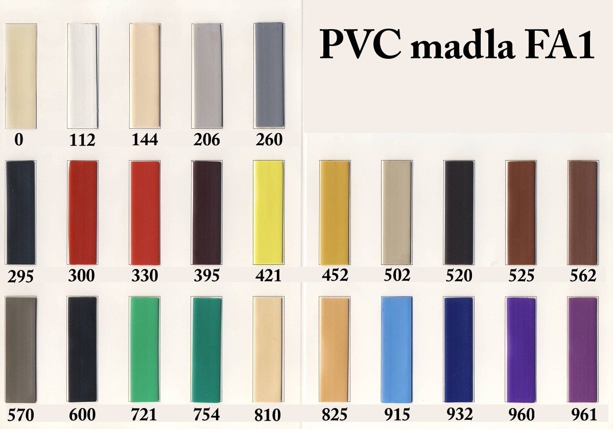PVC MADLA FA 1 441201 FA1 panelákové madlo PVC madlo (30x8) 520 černá 136 164 441202 FA1 panelákové madlo PVC madlo (30x8) 525 hnědá 136 164 441203 FA1 panelákové madlo PVC madlo (30x8) 915 modrá 136