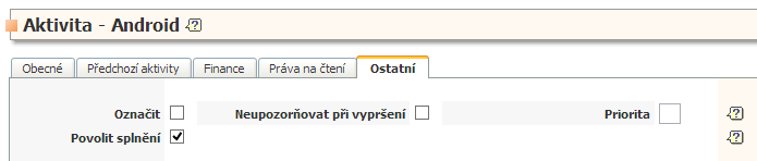 Nová aktivita se po synchronizaci samozřejmě projeví i v NET Geniu, kde typ aktivity je nastaven na Android. Splněná aktivita se v NET Geniu zobrazuje standardně - bez x.