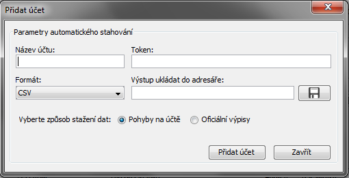 vygenerovat další token. Data z účtu je možné stahovat současně i v různých formátech. Např. pohyby v XML a oficiální výpisy v STA.