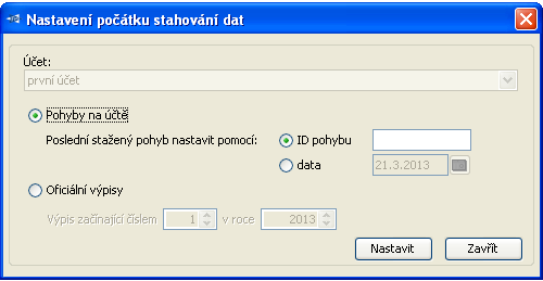 informace zpětně až do současnosti. Vlastní nastavení zarážky se provádí výjimečně.