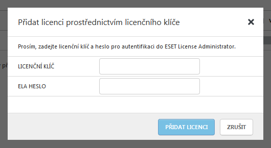 4.1.3 Žádost o správu licence Bezpečnostní administrátor může vlastníka licence požádat o správu licence. 1. Na Nástěnce klikněte v dolní části na tlačítko Žádost o správu licence.