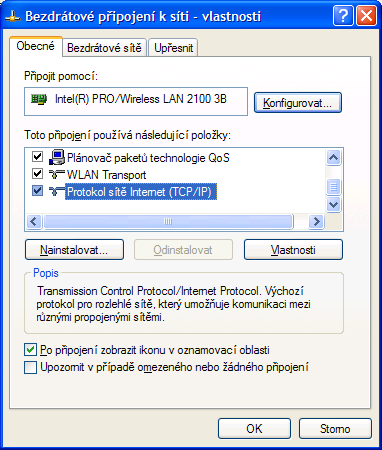 2 Nastavení MS Windows XP pro připojení k eduroam Následující návod stručně popisuje, jak nastavit přístup do bezdrátové sítě pomocí protokolu 802.1X ve Windows XP (české verzi).