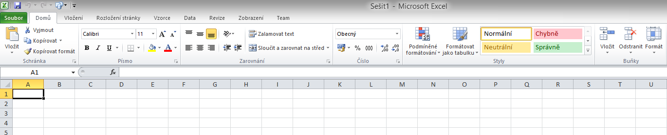 Tabulkový kalkulátor záložka Domu Záložka DOMU umožňuje: vložení ze schránky, práce s písmem (fonty), zarovnávání hodnot, zalamování textu,