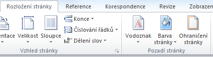 Nastavení vzdálenosti ohraničení od okraje stránky, příp. od textu Ohraničení stránky v kartě Rozložení stránky, v části Pozadí stránky 13.