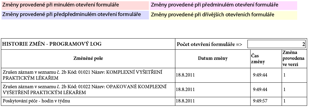 4.9. Historie změn dokumentu V rámci EP2 je na závěr dokumentu uvedena i historie změn dokumentu. Obě tyto části při podpisu EP2 zmizí, rovněž do IS VZP ČR nejsou přenášeny.