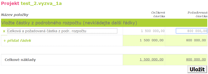 přílohou Podrobný rozpočet projektu 2.