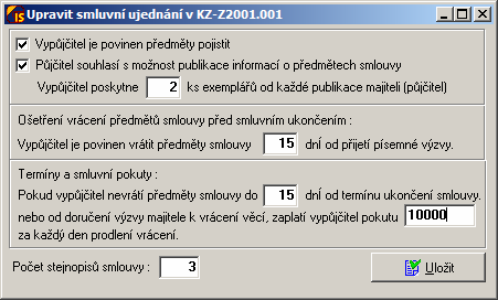 9.1.3 Doklad o pohybu Tím se rozumí souhrnné údaje smlouvy, tj. komu resp. od koho jsou předměty půjčeny včetně všech identifikačních údajů, období trvání zápůjčky a dodatečné podmínky smlouvy.