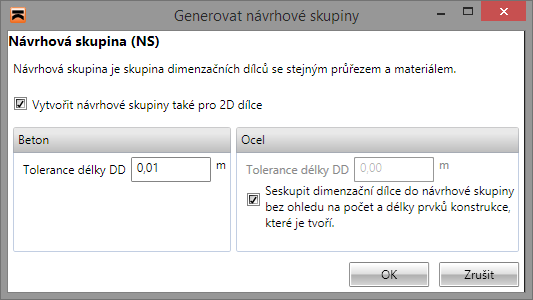 Uživatelská příručka IDEA Designer 49 Nastavení nastavení tolerancí, které jsou kontrolovány při přiřazování dimenzačních dílců do návrhových skupin.