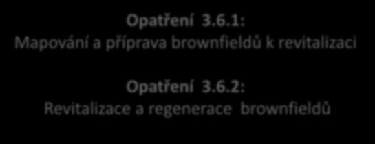 6. Priority a opatření - Životní prostředí a infrastruktura II Priorita 3.6: Brownfieldy Opatření 3.6.1: Mapování a příprava brownfieldů k revitalizaci Opatření 3.