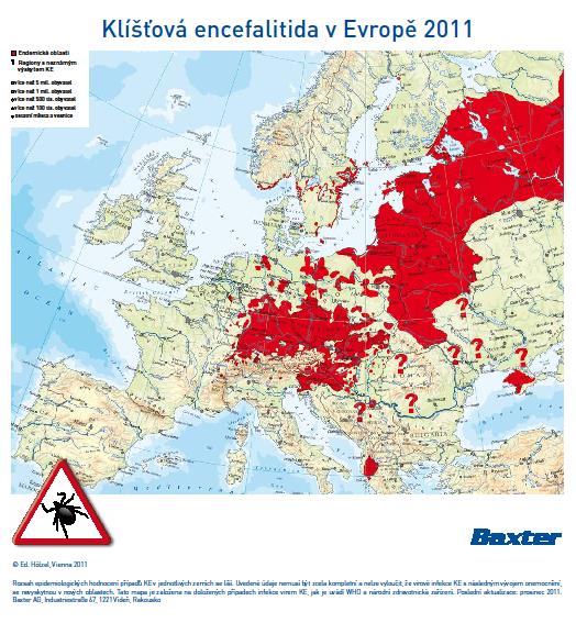 incidence KE v Evropě 3 Baxter; 2 ECDC: Epidemiological situation of tick-borne encephalitis in the European