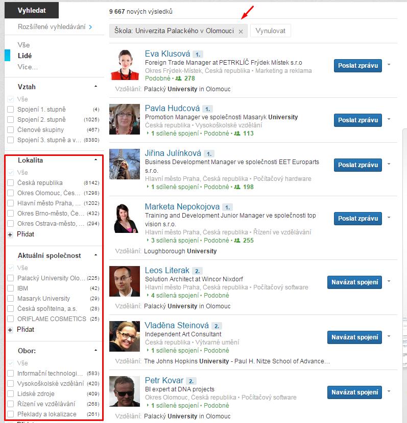 LinkedIn pro vysoké školy (6) Práce s informacemi (daty)