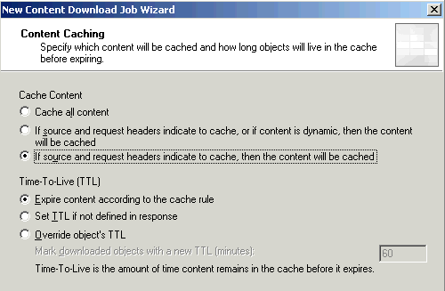 3. Klikněte znovu na položku Schedule a Content Download Job v panelu Tasks. 4. Zadejte název úlohy. 5. Zvolte, jak často se daný obsah bude stahovat a na další obrazovce toto upřesněte. 6.