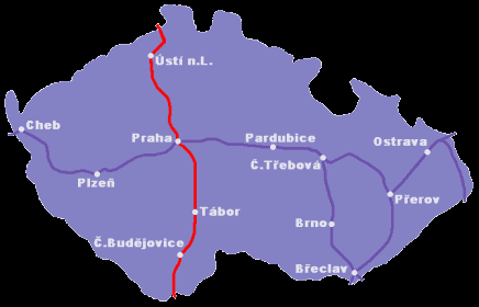 4. železniční koridor Délka trati (Praha ČB) 161 km, (nyní 169 km) V úseku Praha Dolní Dvořiště začal být budován v roce