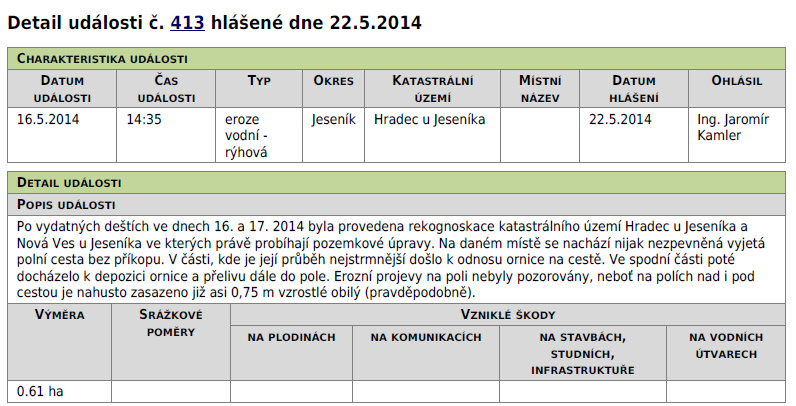 Popis události Popis události je třeba před uložením překontrolovat a dbát na odborné