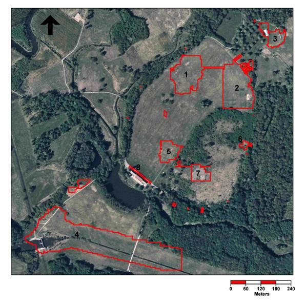 Stav archeologického bádání 1 - Velmožský dvorec 2 - Lesní školka (tzv.