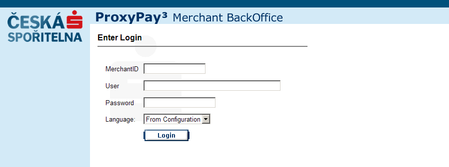 2. PŘIHLÁŠENÍ ProxyPay3/M Merchant BackOffice naleznete na adrese: https://3dsecure.csas.