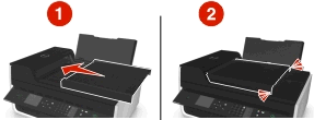 Řešení problémů 140 3 Zasuňte zásobník ADF, dokud nezapadne na své místo. 4 Podle modelu tiskárny se dotkněte tlačítka OK nebo stiskněte tlačítko.