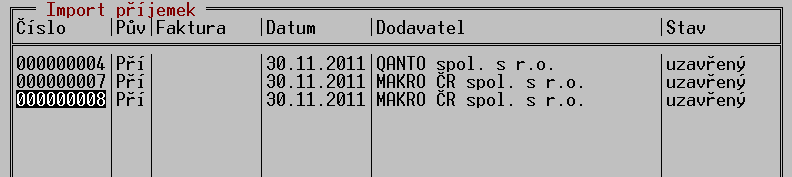 Přenos dokladů 23.3. Import dokladů Importované doklady je možno načíst selektivně podle požadovaného typu pomocí funkce IMPORT DOKLADŮ z nabídky DOKLADY.