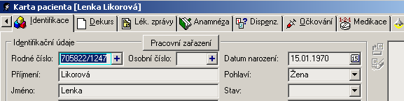 48 Medicus Údaje na kartě pacienta můžeme editovat klasickým způsobem (například klávesou F4 a F2 pro uložení).