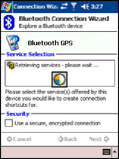 F-6. Zpět na [Explore a Bluetooth device]. K přístupu do seznamu služeb Bluetooth GPS klikněte na [Next].