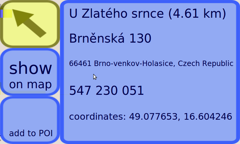 A. SNÍMKY OBRAZOVKY Obrázek A.23: Tématické submenu pro vyhledávání POI Obrázek A.