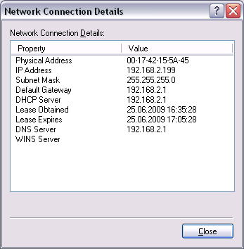 Pro ruční nastavení použijte PC k určení potřebných údajů. Postup: 1. Přejděte na Start > Control Panel > Network connections > Local Area Connection. 2. Zvolte záložku "Support". 3.