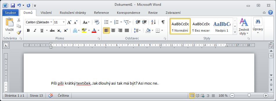 Napište v něm krátký text. Text si vyberte a zkopírujte do počítače. Soubor uložte pod názvem text.txt. Vytvořte si dokument text.doc a zkopírovaný text do něj vložte, dokument uložte.