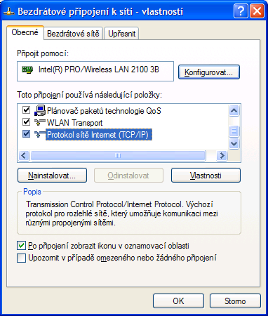 Instalaci ovladačů se zde nebudeme podrobně věnovat. Příprava Pokud již máte ovladače nainstalovány, je třeba zkontrolovat, zda je nainstalován i Protokol sítě Internet.