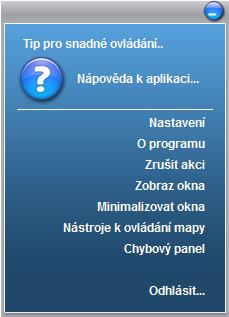 Po zvolení ikony se objeví kontextové menu pro výběr úloh měření vzdálenosti, nebo měření plochy. Výběrem jedné z nich je možné provádět úlohy měření ploch a délek.