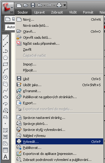 Tisk na Plotter v AutoCADu Důležitá pravidla Vhodné je mít kolem výkresů rámečky, aby se tím zjednodušila práce při výběru okna.