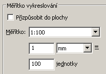 Uděláme si rámeček kolem výkresu v požadovaném formátu (násobky A4) Pomocí dotazu zjistíme, že výkres je nakreslený v metrech Zjistíme, že 11,5 je opravdu 11,5 Výpočet měřítka = (1:100) * převod mezi