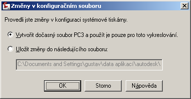 o o Na závěr okno ukončíme pomocí tlačítka OK a další okno opět tlačítkem OK o Nyní vyskočí další dialogové okno o o Kde necháme zaškrtnutou volbu Vytvořit dočasný soubor PC3 a použít j pouze pro