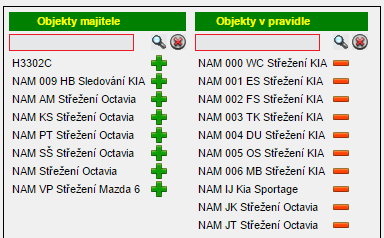 Výběr zón pro pravidlo Ze sloupce Zóny majitele vyberte tlačítkem Přidat (ikona plus) zóny, které budou pravidlem vyhodnocovány.