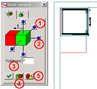 2.6.3 Vložit nábytek k existujícímu objektu (nábytek nebo dekorativní předmět) Pokud je už vložená jedna skříň, může se použít jako vztažný objekt pro další vkládanou skříňku.