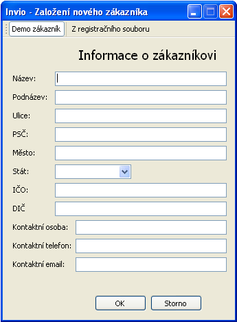 Str. 8/18 a. Založení zákazníka Nový zákazník je do databáze založen během prvního startu aplikace.