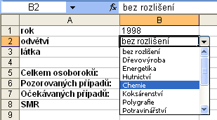 Excel - další lahůdky Docela hezké je dát uživateli možnost vybrat si pohodlně z nabídky