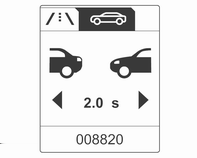 Řízení vozidla a jeho provoz 171 Minimální indikovaná vzdálenost je 0,5 s. Pokud není vpředu žádné vozidlo nebo je vozidlo vpředu mimo dosah, budou zobrazeny dvě pomlčky: -,- s.